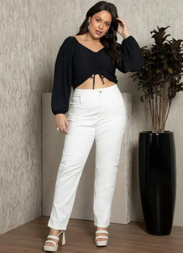 Quintess - Blusa Preta com Franzido Frontal 8