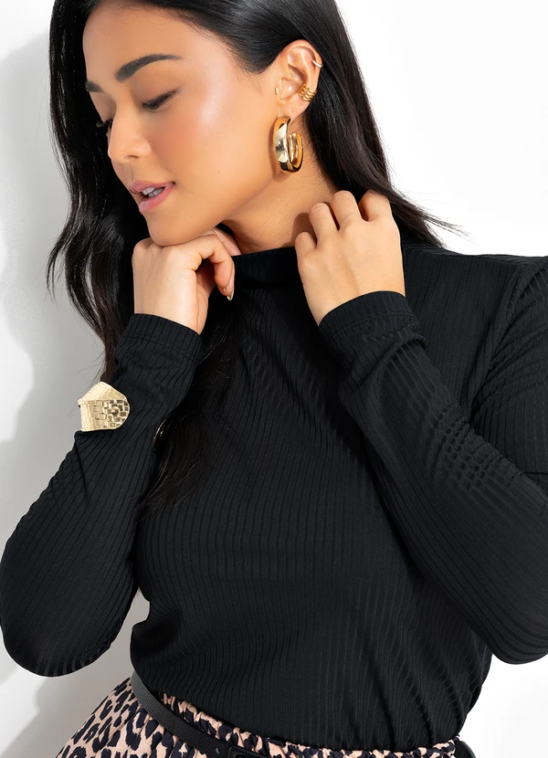 Rosalie - Blusa Preta com Gola 7