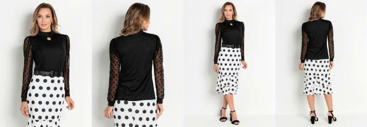 Blusa Preta com Gota no Decote