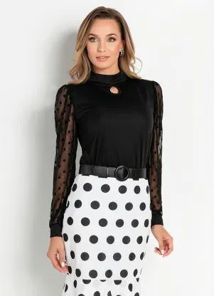 Rosalie - Blusa Preta com Gota no Decote - ROSALIE
