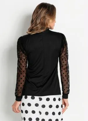 Rosalie - Blusa Preta com Gota no Decote - ROSALIE