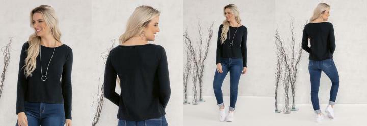 Blusa Preta com Manga Longa