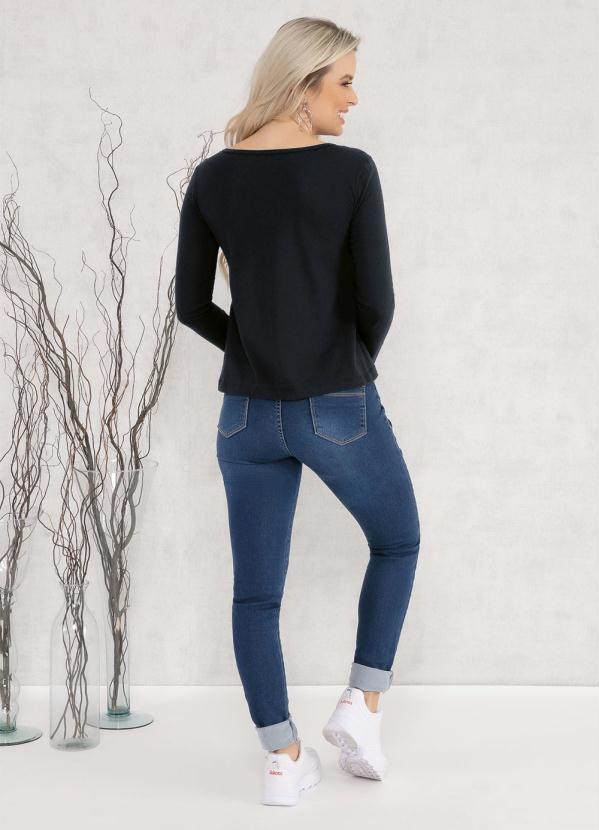 Moda Pop - Blusa Preta com Manga Longa 4