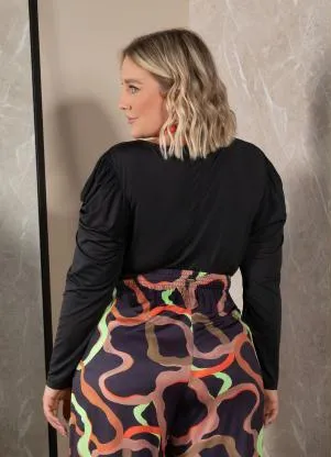 Quintess - Blusa Preta com Mangas Bufantes - QUINTESS
