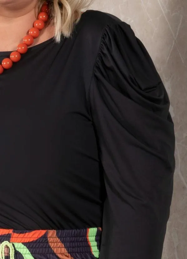Quintess - Blusa Preta com Mangas Bufantes 11