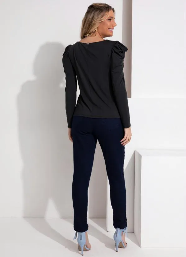 Quintess - Blusa Preta com Mangas Bufantes 4