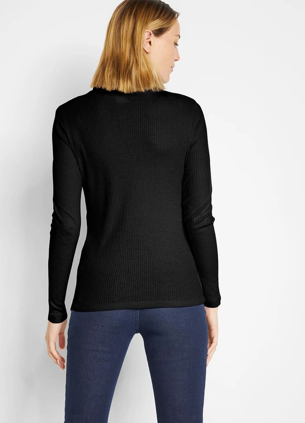 bonprix - Blusa Preta em Canelada 4