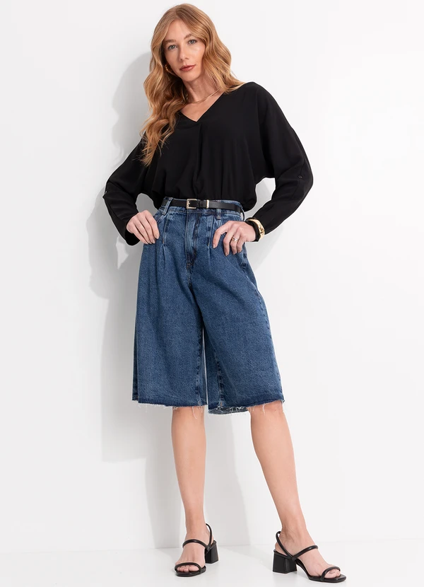 Quintess - Blusa Preta em Crepe Plano 3