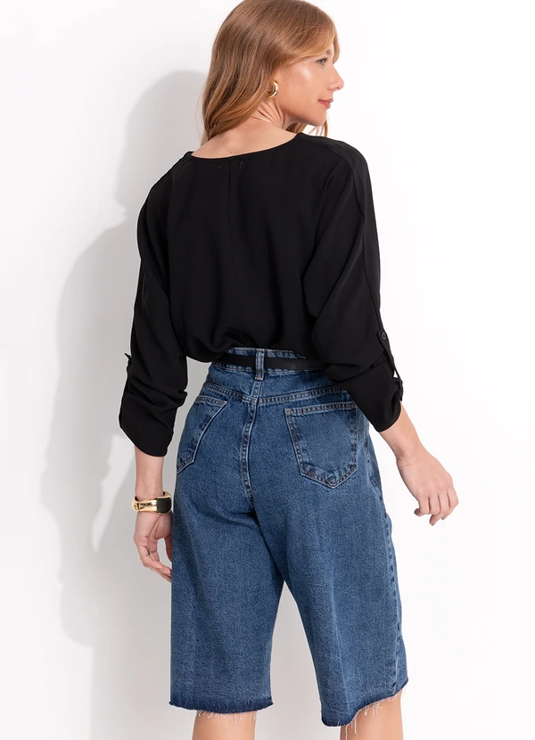 Quintess - Blusa Preta em Crepe Plano 4