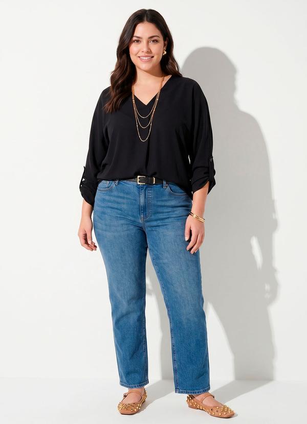 Quintess - Blusa Preta em Crepe Plano