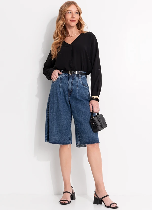 Quintess - Blusa Preta em Crepe Plano 6