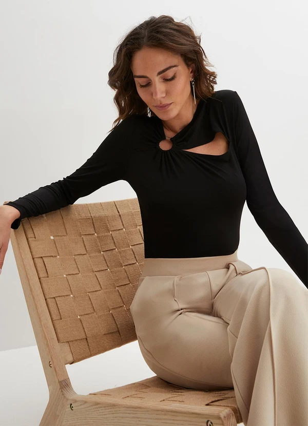 bonprix - Blusa Preta em Malha de Viscose