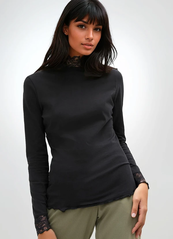 bonprix - Blusa Preta em Malha de Viscose