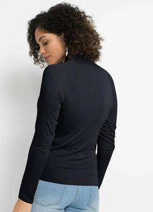 bonprix - Blusa Preta em Malha de Viscose - BONPRIX