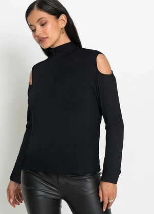 bonprix - Blusa Preta em Malha de Viscose - BONPRIX
