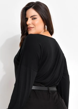 Marguerite - Blusa Preta em Malha de Viscose - MARGUERITE