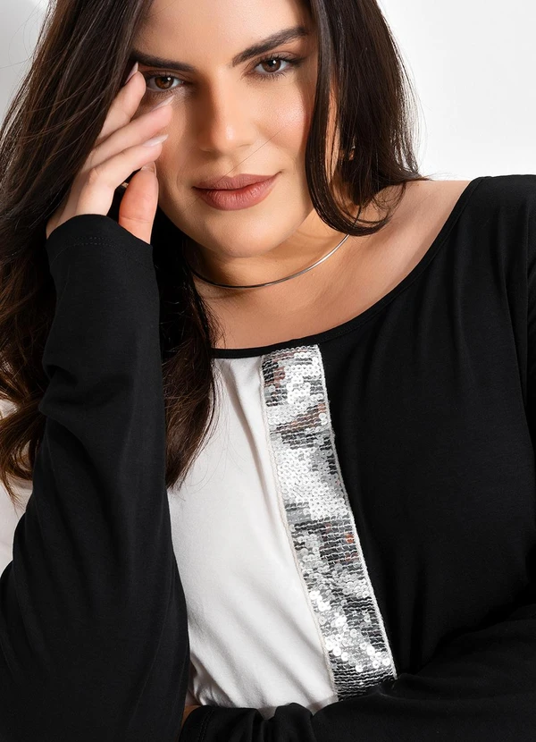 Marguerite - Blusa Preta em Malha de Viscose 6