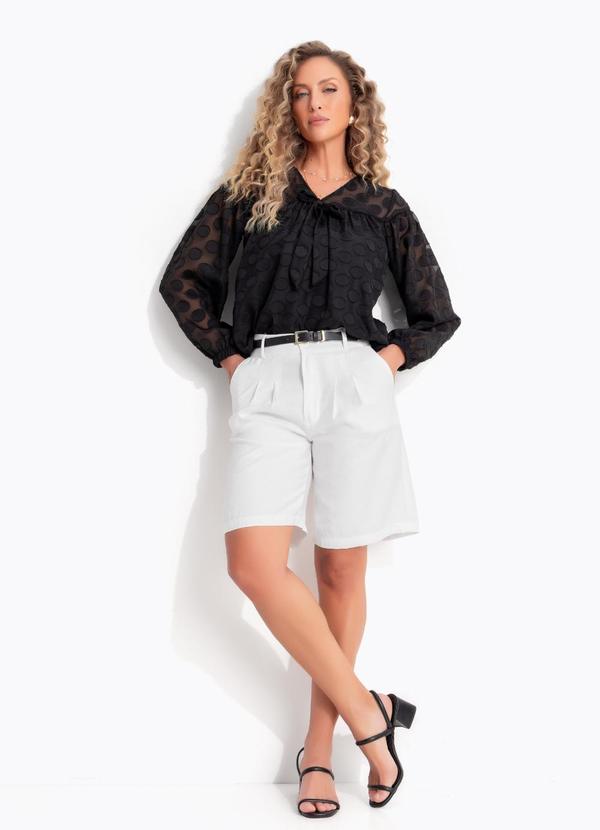 Blusa Preta em Tecido Devor� de Po�
