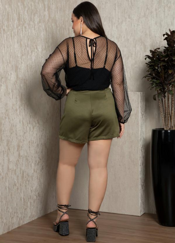 Quintess - Blusa Preta em Tule com Amarração Costas 9