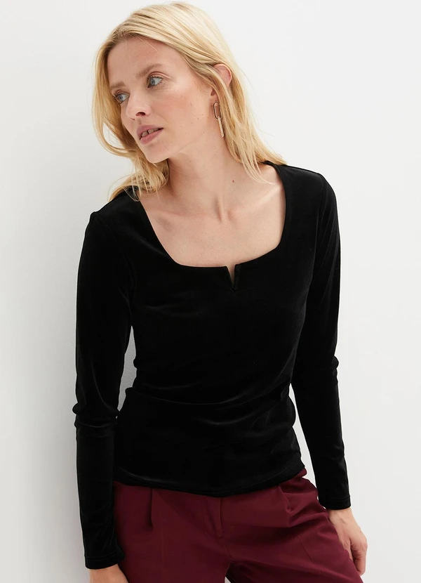 bonprix - Blusa Preta em Veludo