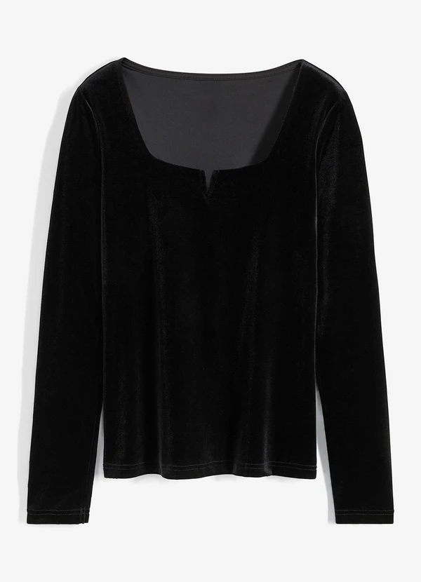 bonprix - Blusa Preta em Veludo