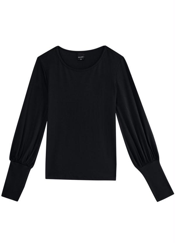 Malwee - Blusa Preta em Viscose Stretch