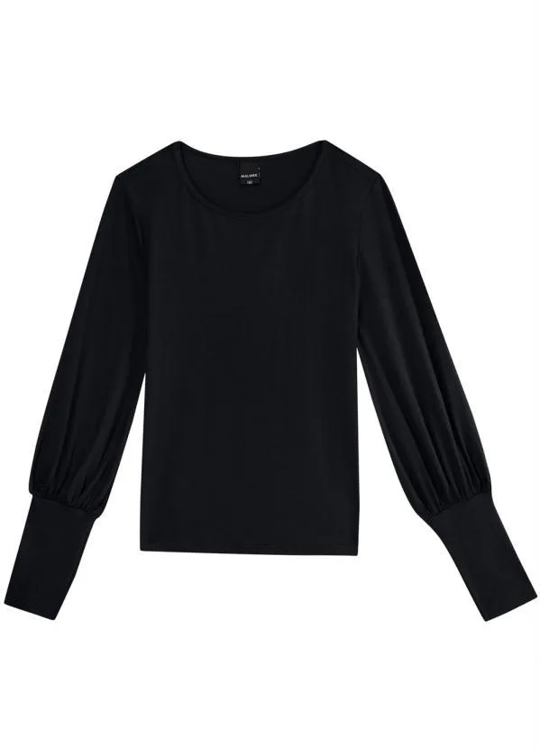 Malwee - Blusa Preta em Viscose Stretch