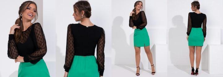 Blusa Preta Mangas Longas com Transparncia