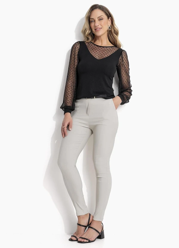 Quintess - Blusa Preta Mangas Longas com Transparência 3