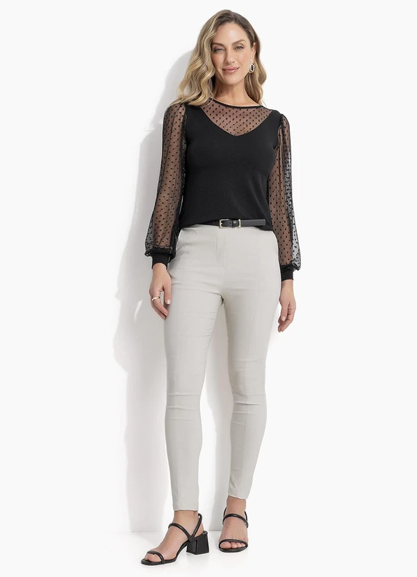 Quintess - Blusa Preta Mangas Longas com Transparência 5