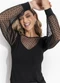 Quintess - Blusa Preta Mangas Longas com Transparência - variação: Preta