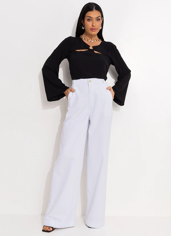 Quintess - Blusa Preta Mangas Longas com Vazado no Decote 5