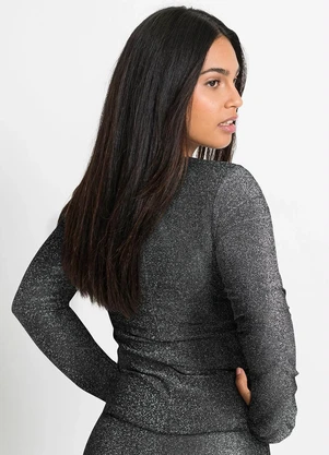 bonprix - Blusa Preto e Prata em Malha com Lurex - BONPRIX