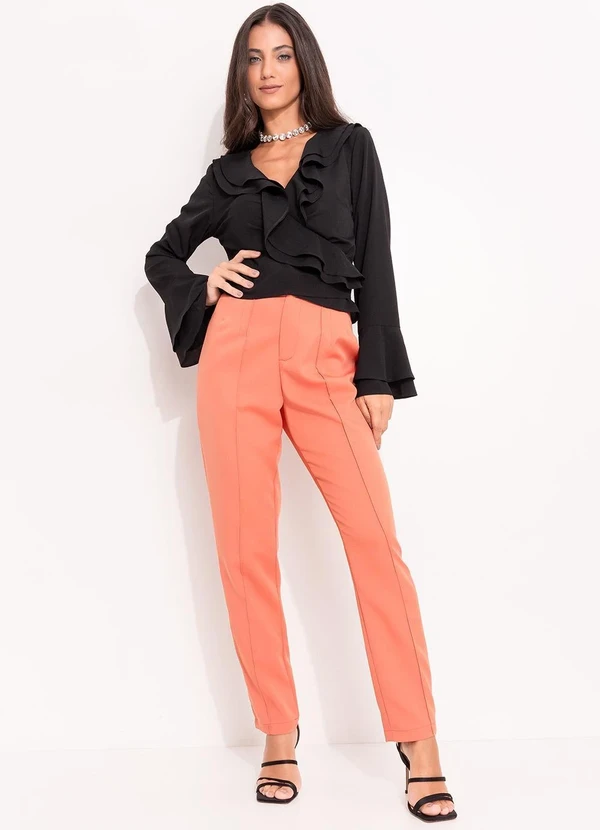 Quintess - Blusa Preto em Crepe Plano