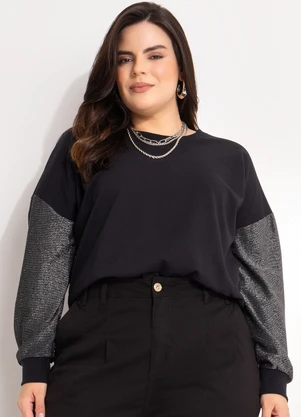 Marguerite - Blusa Preto em Malha com Lurex - MARGUERITE