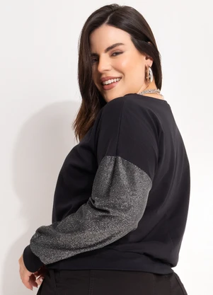 Marguerite - Blusa Preto em Malha com Lurex - MARGUERITE