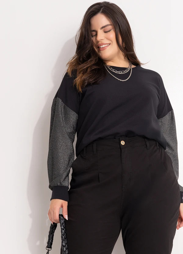 Marguerite - Blusa Preto em Malha com Lurex 7