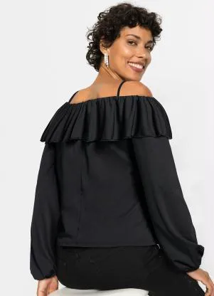 bonprix - Blusa Preto em Malha Crepe - BONPRIX