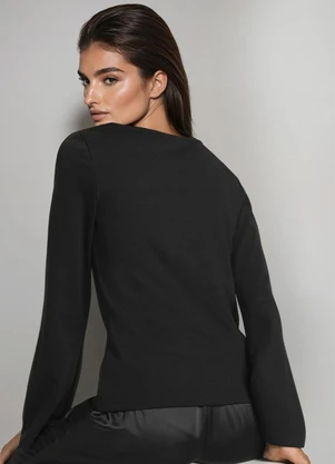 bonprix - Blusa Preto em Malha de Viscose - BONPRIX
