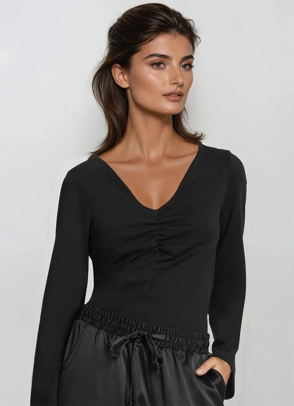 bonprix - Blusa Preto em Malha de Viscose