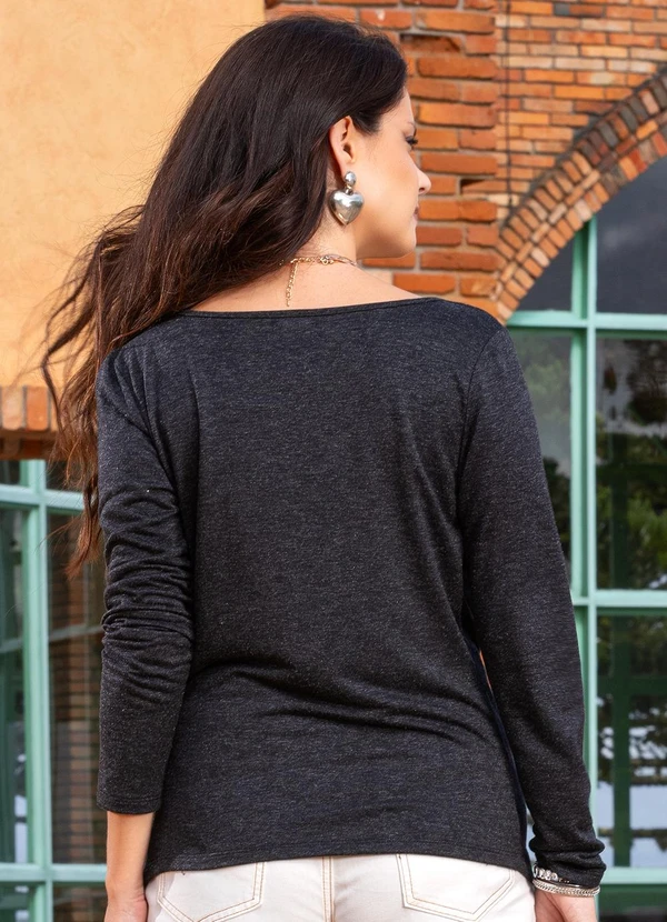 Quintess - Blusa Preto em Moletinho de Viscose 2