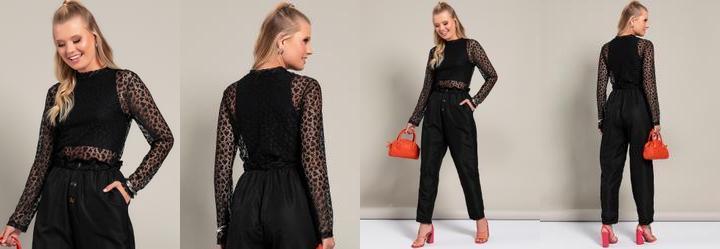 Blusa Preto em Renda