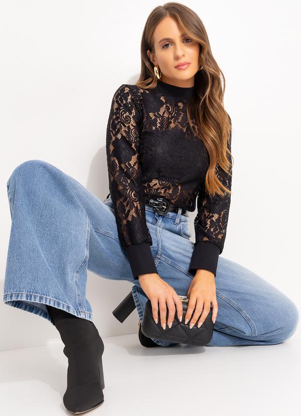 Quintess - Blusa Preto em Renda 5