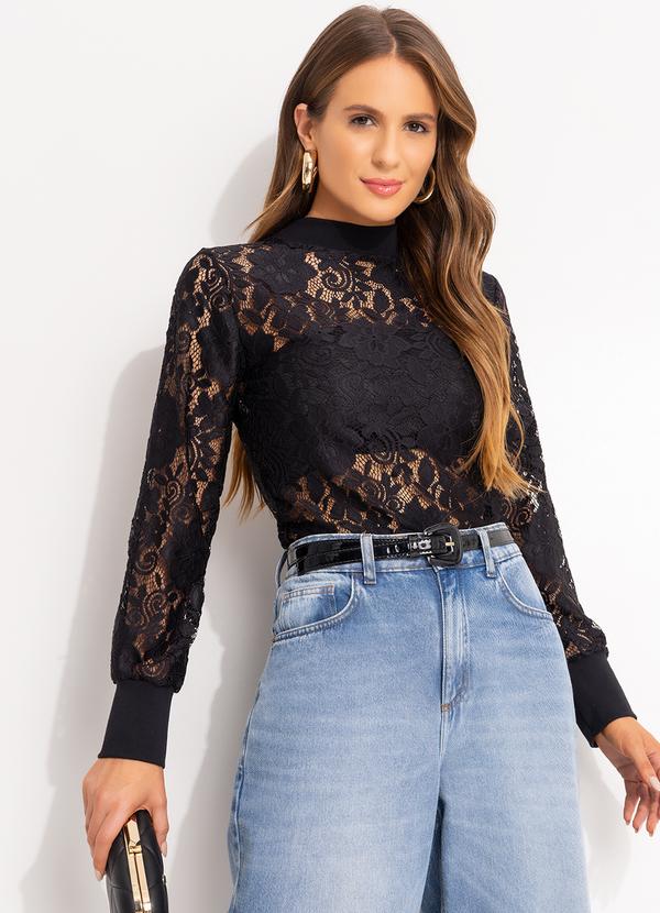 Quintess - Blusa Preto em Renda 6