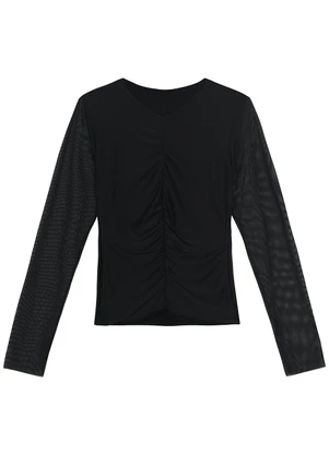 Malwee - Blusa Preto Justa em Tule - MALWEE