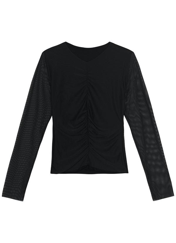 Malwee - Blusa Preto Justa em Tule