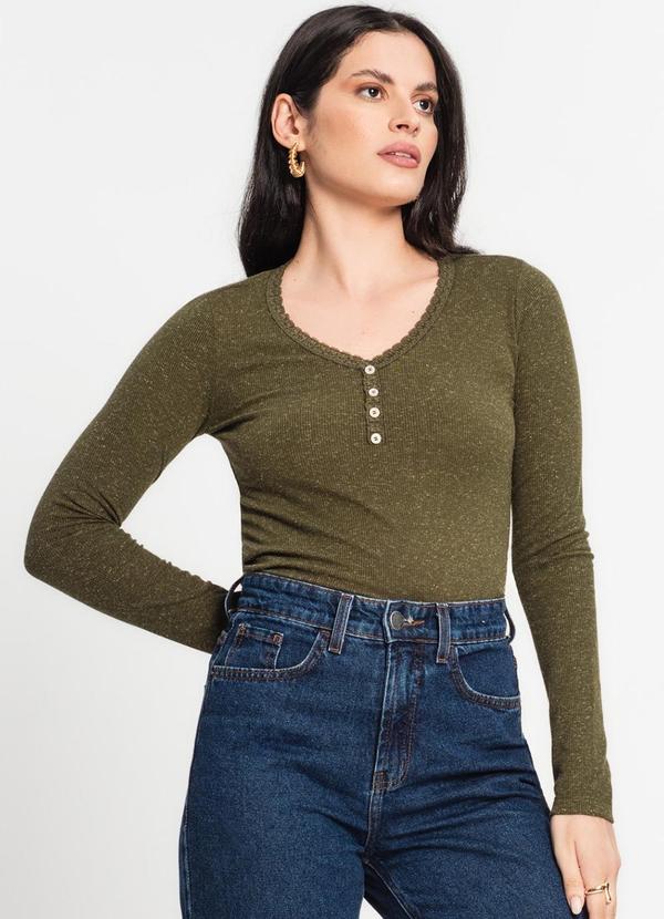 Rovitex - Blusa Ribana de Linho Feminino Verde