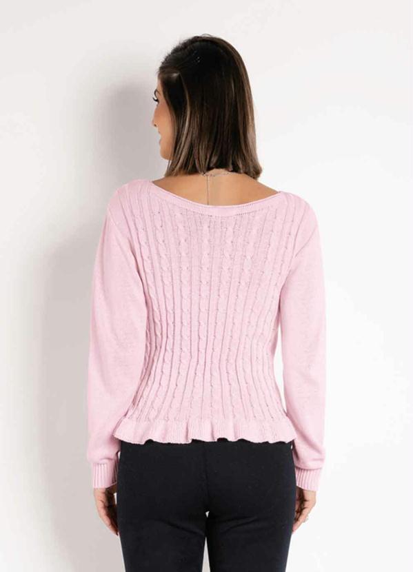 Rosalie - Blusa Rosa Clara em Tricô com Frufru na Barra 2