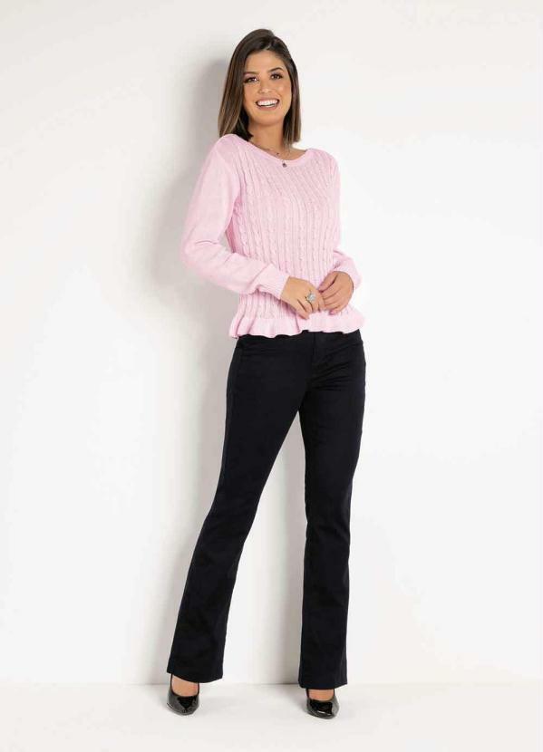 Rosalie - Blusa Rosa Clara em Tricô com Frufru na Barra 3