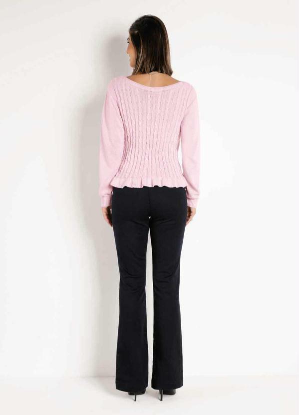 Rosalie - Blusa Rosa Clara em Tricô com Frufru na Barra 4